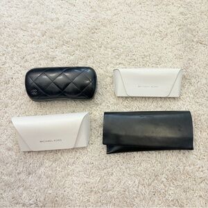 CHANEL Michael Kors YSL‎ Black Quilted Glasses Cases Lot of 4